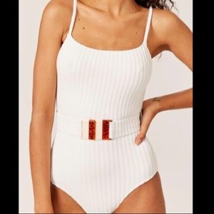 Solid & Striped One Piece Swimsuit - Brand New